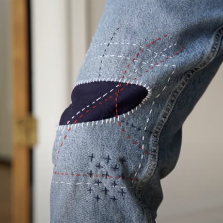 How to repair jeans with sashiko